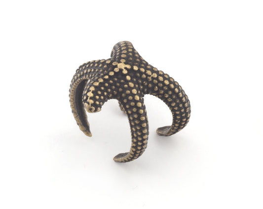 Starfish Adjustable Ring Antique Bronze Plated brass (18mm 8US inner size) OZ3065