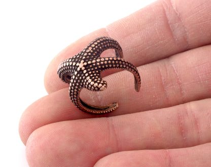 Starfish Adjustable Ring Antique Copper Plated brass (18mm 8US inner size) OZ3065