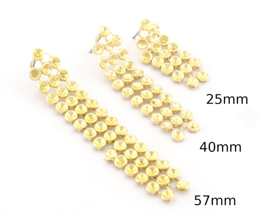 Dangle Stud Cup Discs Earring Base Blank Bezel Settings Raw Brass 57-40-25mm findings (3mm blanks) 4760