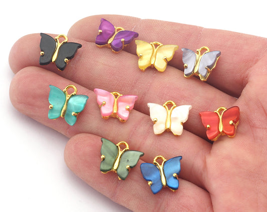 Butterfly Charms Pendant 14mm Shiny gold plated 3671