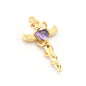 Heart, Wing Sword Pendant With Loop Gold Plated Brass With Crystal 3784