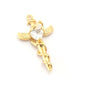 Heart, Wing Sword Pendant With Loop Gold Plated Brass With Crystal 3784