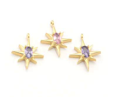 North Star With Zircon Pendant 16mm gold plated alloy 3784