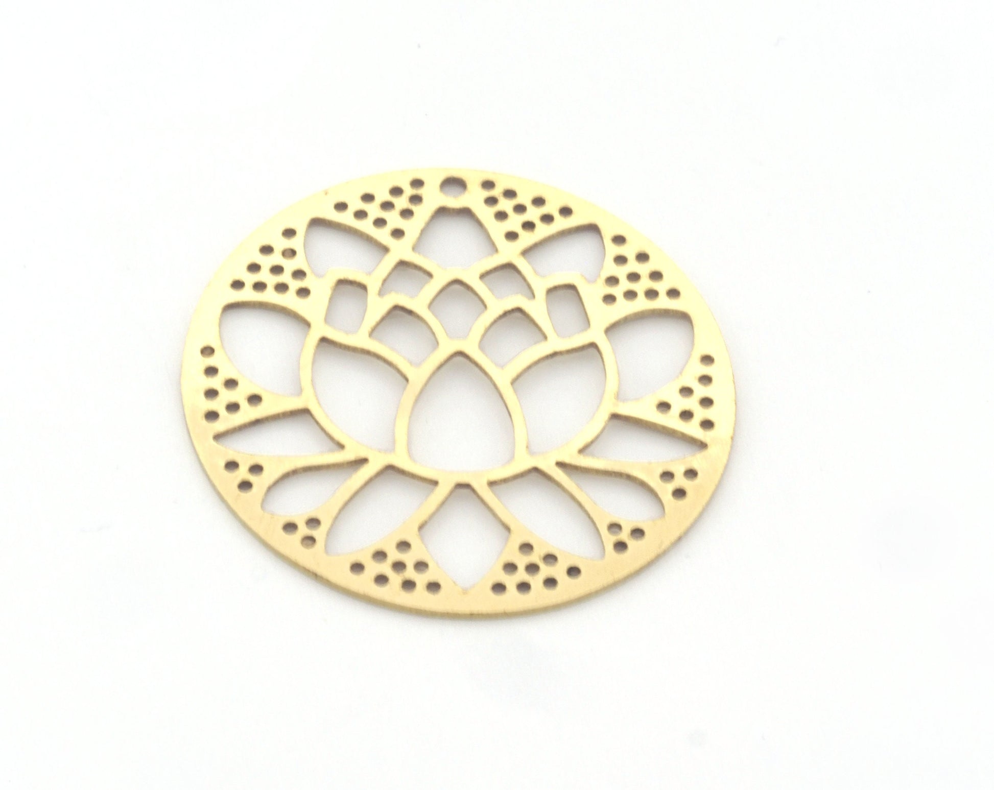 Lotus Flower Round Charms Pendant Raw Brass 30mm 0.6 mm 1 hole chams 4763
