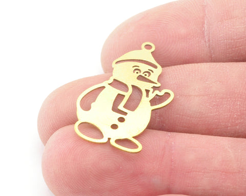 Snowman Charms Pendant Raw Brass 31x17mm 0.6 mm 1 hole chams 4728