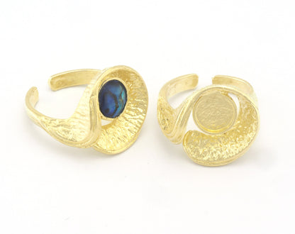 Adjustable Ring Bezel Setting Raw Brass, Antique silver, Shiny silver, Shiny gold 8 mm Round Setting (7US - 9USinner size ) 4780