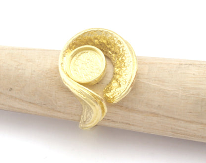 Adjustable Ring Bezel Setting Raw Brass, Antique silver, Shiny silver, Shiny gold 8 mm Round Setting (7US - 9USinner size ) 4780