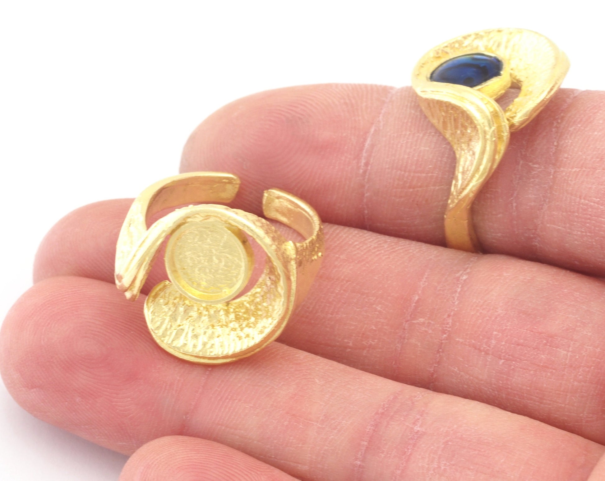 Adjustable Ring Bezel Setting Raw Brass, Antique silver, Shiny silver, Shiny gold 8 mm Round Setting (7US - 9USinner size ) 4780