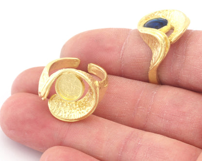 Adjustable Ring Bezel Setting Raw Brass, Antique silver, Shiny silver, Shiny gold 8 mm Round Setting (7US - 9USinner size ) 4780