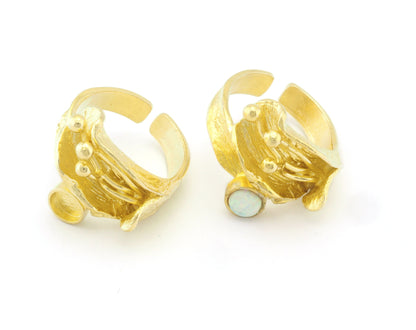 Adjustable Ring Bezel Setting Raw Brass, Antique silver, shiny silver, shiny gold 5 mm Round Setting (7US - 9USinner size ) 4786