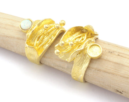 Adjustable Ring Bezel Setting Raw Brass, Antique silver, shiny silver, shiny gold 5 mm Round Setting (7US - 9USinner size ) 4786