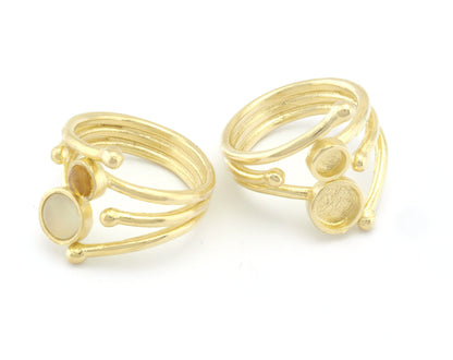 Adjustable Ring Bezel Setting 4mm and 6 mm Round Setting Raw Brass , Antique silver, Shiny silver, Shiny gold plated (7US - 9US size ) 4787