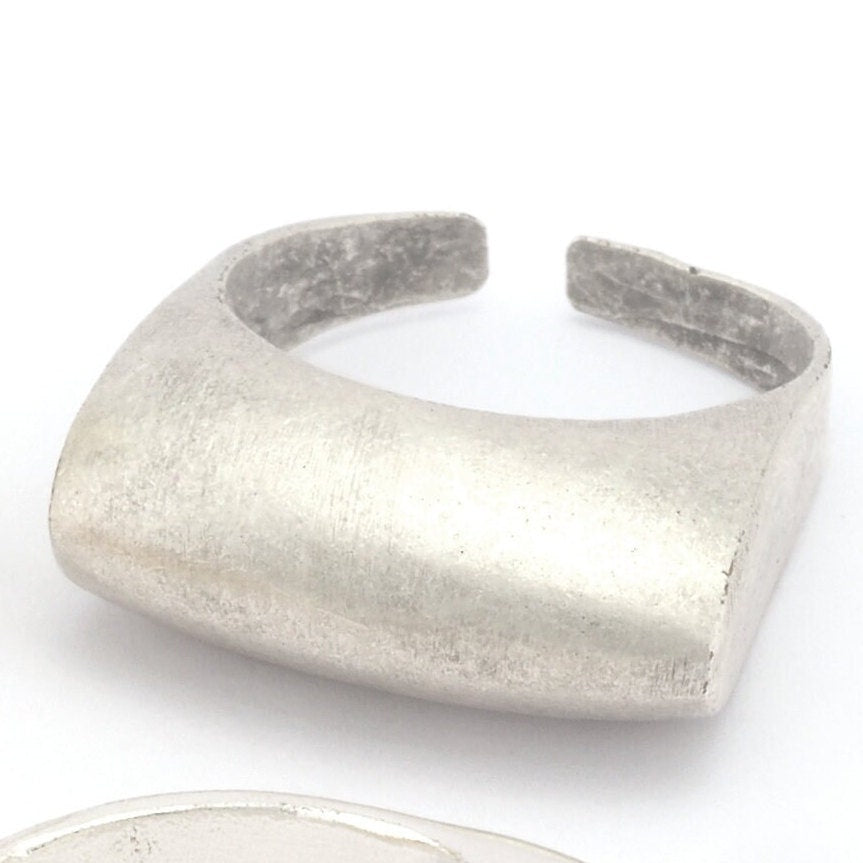 Domed Adjustable Ring Raw, Antique, Shiny Silver, Gold plated Brass (18.5mm 8.5US inner size ) 3282 ring27