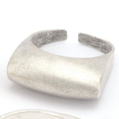 Domed Adjustable Ring Raw, Antique, Shiny Silver, Gold plated Brass (18.5mm 8.5US inner size ) 3282 ring27