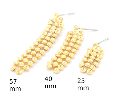 Dangle Stud Cup Discs Earring Base Blank Bezel Settings Shiny gold Plated Brass 57-40-25mm findings (3mm blanks) 4760