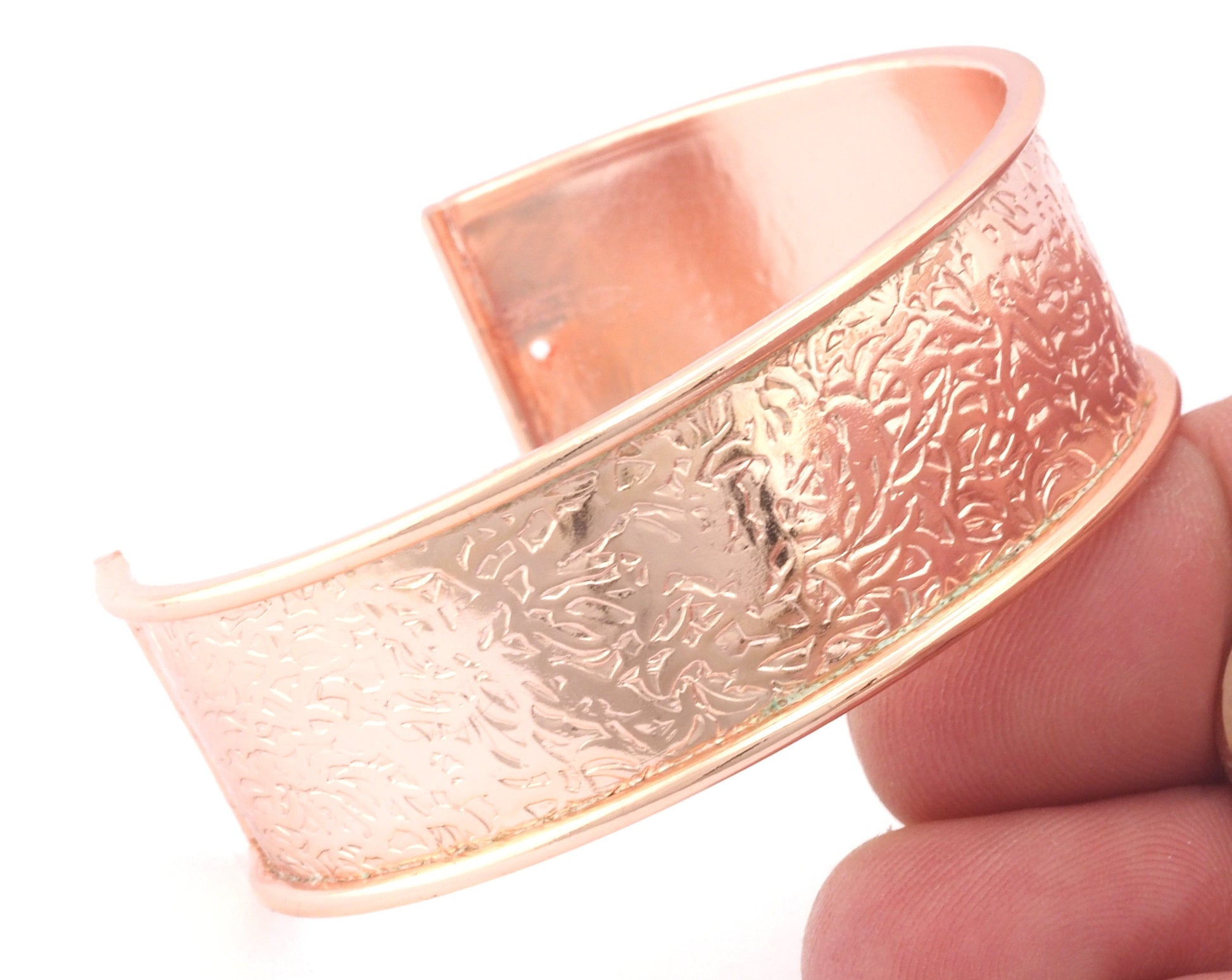 Branch Bangle Bracelet Rose gold plated brass textured adjustable 20x60mm supplies findings Raf2 - BRC