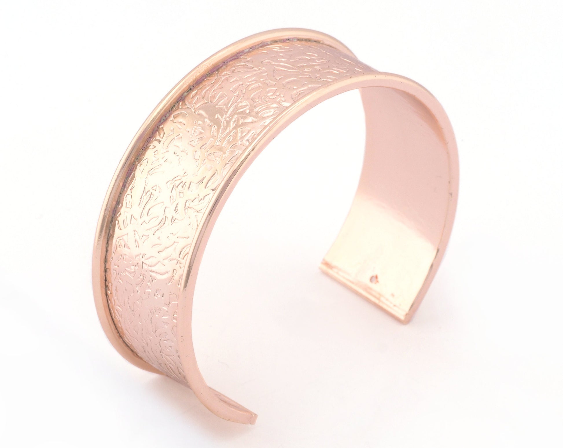 Branch Bangle Bracelet Rose gold plated brass textured adjustable 20x60mm supplies findings Raf2 - BRC