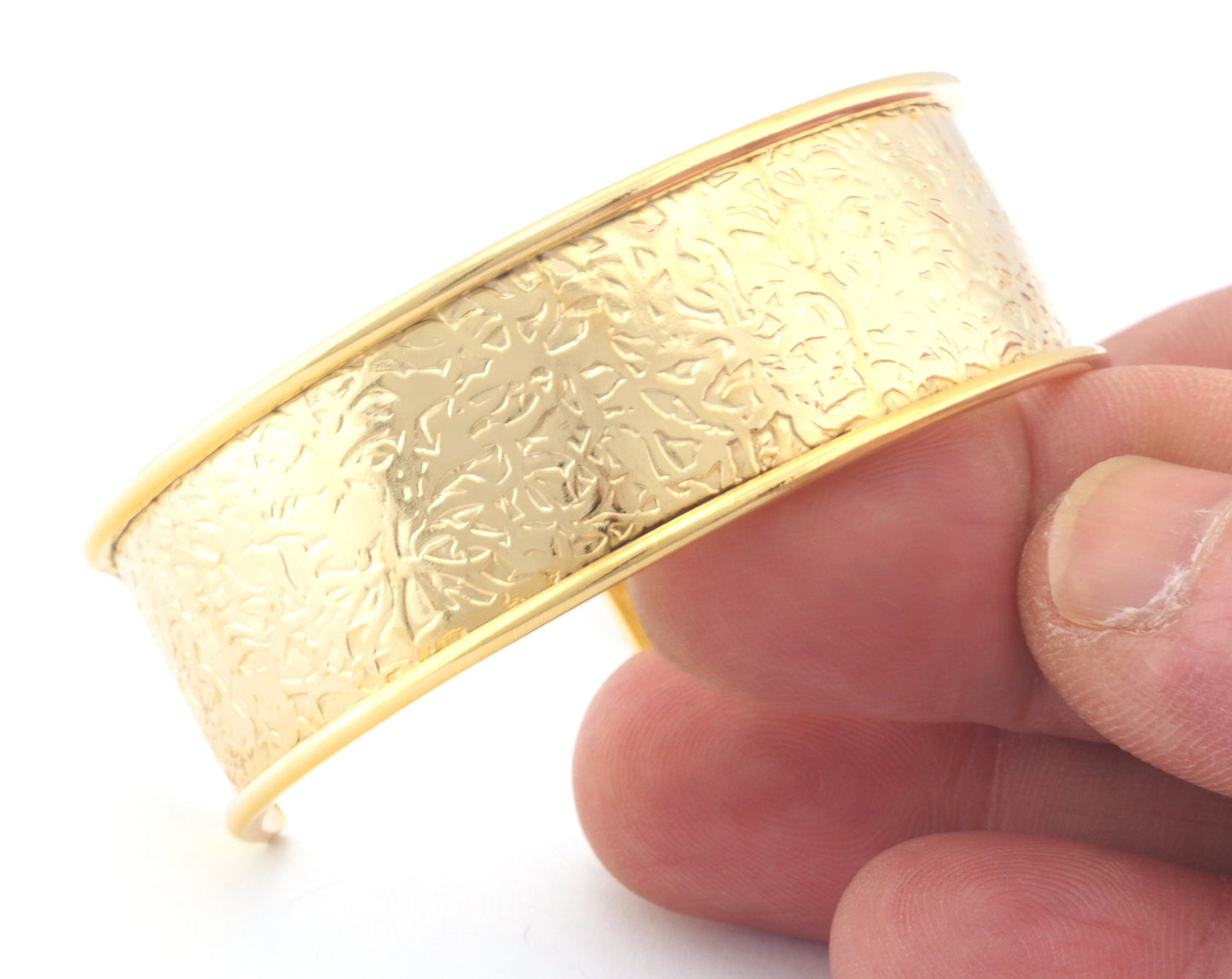 Branch Ivy Gold plated brass textured bangle adjustable bracelet 20x60mm supplies findings Raf2 - BRC