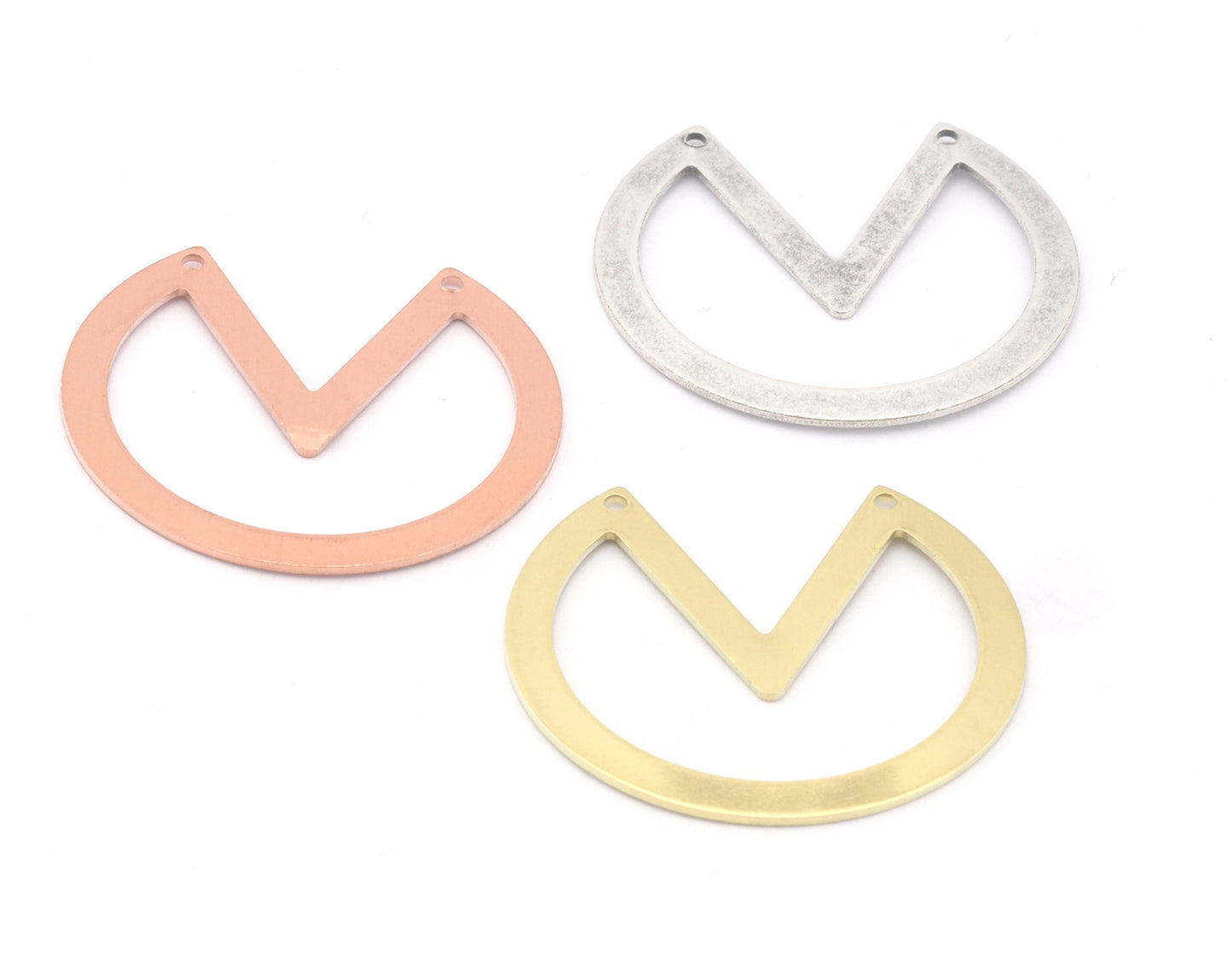 Pizza Slice Geometric Cut Circle Charms 2 holes Raw Brass - Antique silver - Raw Copper 34x37mm 0.8mm thickness Findings OZ3937-280