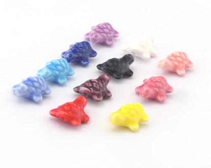 Turtle Charms Beads Porcelain Ceramic Colorful Crafting Beads 20x15mm (hole 2mm) bab2 2800