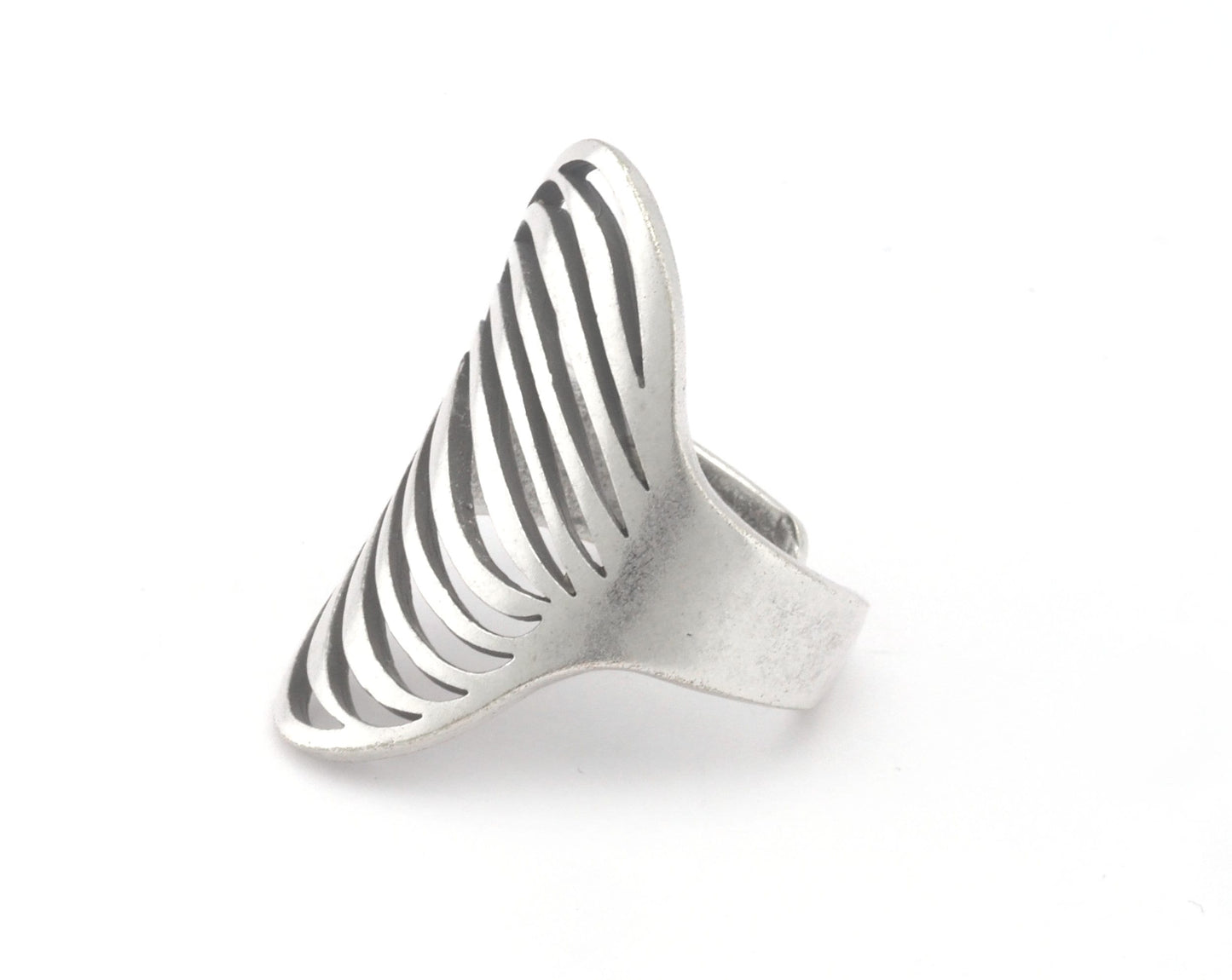 Line Wave Oval Adjustable Ring Raw Brass - Antique silver - Shiny Silver - Shiny Gold (7US 9US inner size) OZ4746