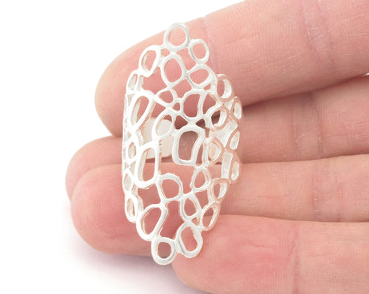 Bubbles Filigree Adjustable Ring 46mm Shiny Silver Plated brass (18mm 8US inner size) OZ3291 ring21