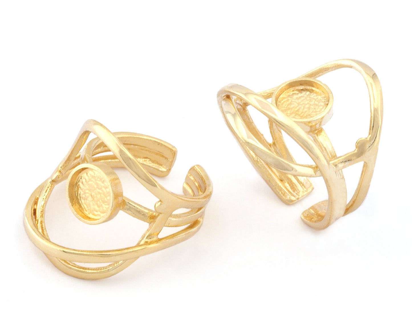 Stone Cabochon Ring Setting Blank Base Adjustable Raw brass, Antique silver , Shiny silver, Shiny Gold (8mm setting) 6-8US 4816