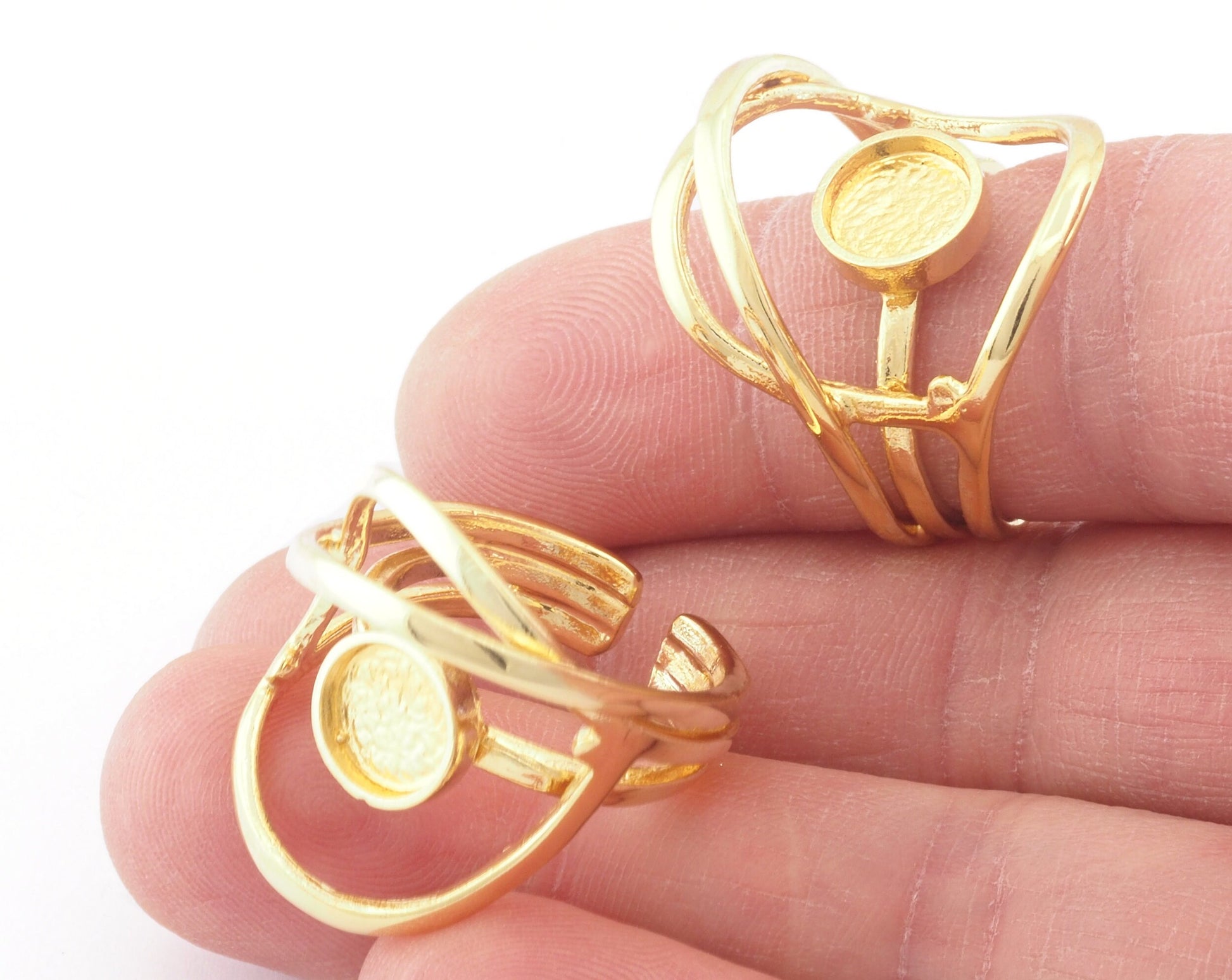 Stone Cabochon Ring Setting Blank Base Adjustable Raw brass, Antique silver , Shiny silver, Shiny Gold (8mm setting) 6-8US 4816