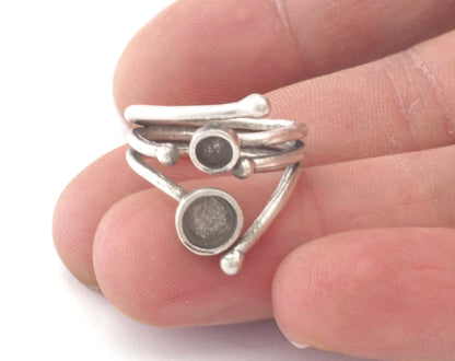 Adjustable Ring Bezel Setting 4mm and 6 mm Round Setting Raw Brass , Antique silver, Shiny silver, Shiny gold plated (7US - 9US size ) 4787