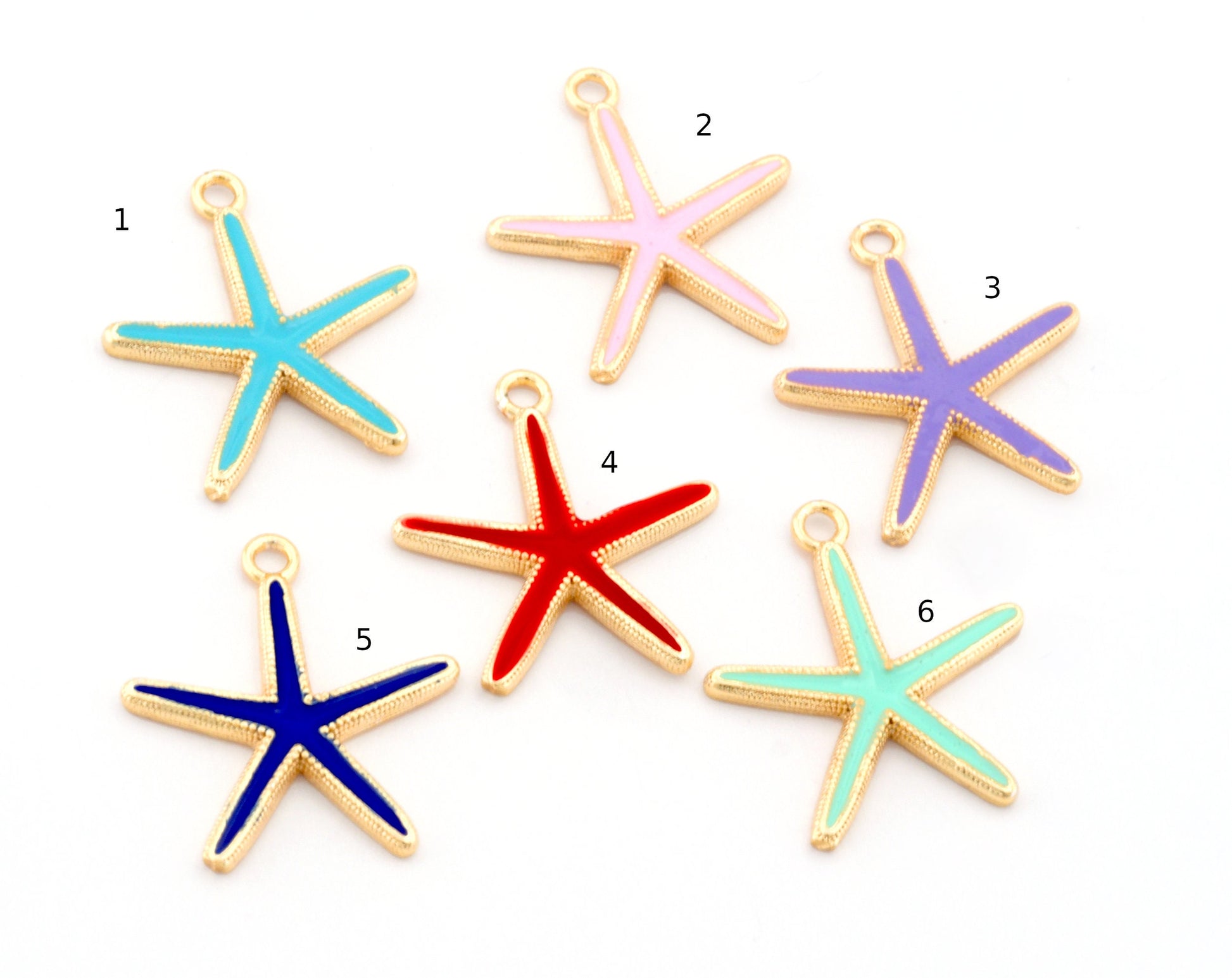 Starfish Colorful Charms Enamel Shiny Gold Plated Charms 23x20mm findings 2668