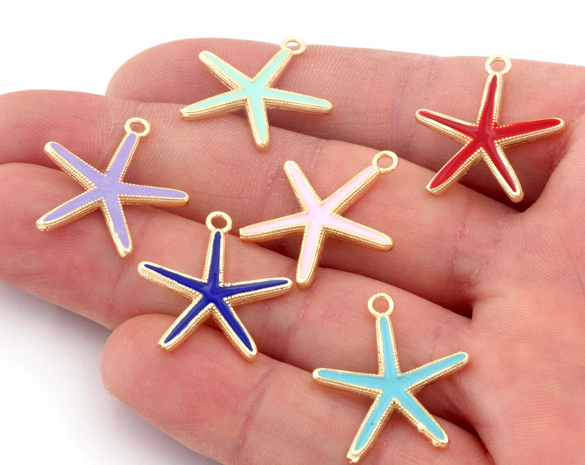 Starfish Colorful Charms Enamel Shiny Gold Plated Charms 23x20mm findings 2668