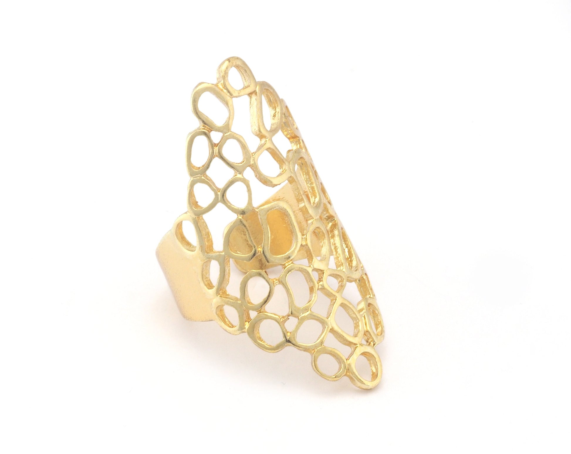 Filigree circles Adjustable Ring 44mm Matte gold plated brass (18mm 8US inner size) OZ3291 ring21