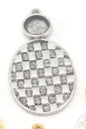 Oval Setting Blank Pendant Woven Textured Raw, Shiny, Antique Silver , Gold Plated Brass 42mm 1.5mm thickness 4777