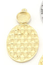 Oval Setting Blank Pendant Woven Textured Raw, Shiny, Antique Silver , Gold Plated Brass 42mm 1.5mm thickness 4777