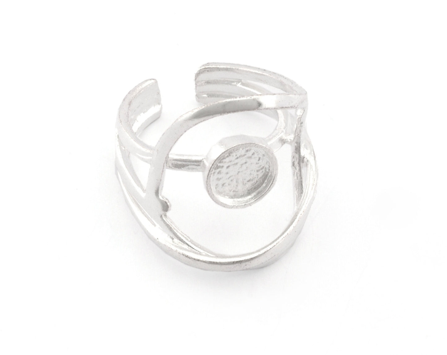 Stone Cabochon Ring Setting Blank Base Adjustable Raw brass, Antique silver , Shiny silver, Shiny Gold (8mm setting) 6-8US 4816