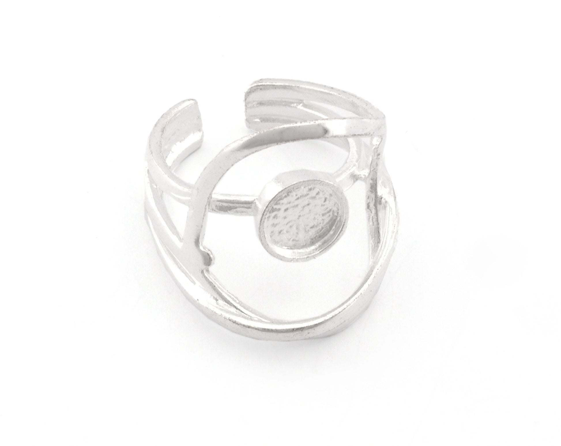 Stone Cabochon Ring Setting Blank Base Adjustable Raw brass, Antique silver , Shiny silver, Shiny Gold (8mm setting) 6-8US 4816