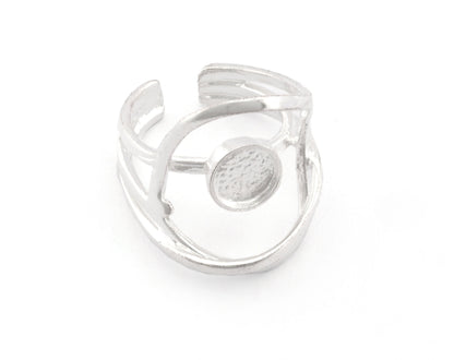 Stone Cabochon Ring Setting Blank Base Adjustable Raw brass, Antique silver , Shiny silver, Shiny Gold (8mm setting) 6-8US 4816