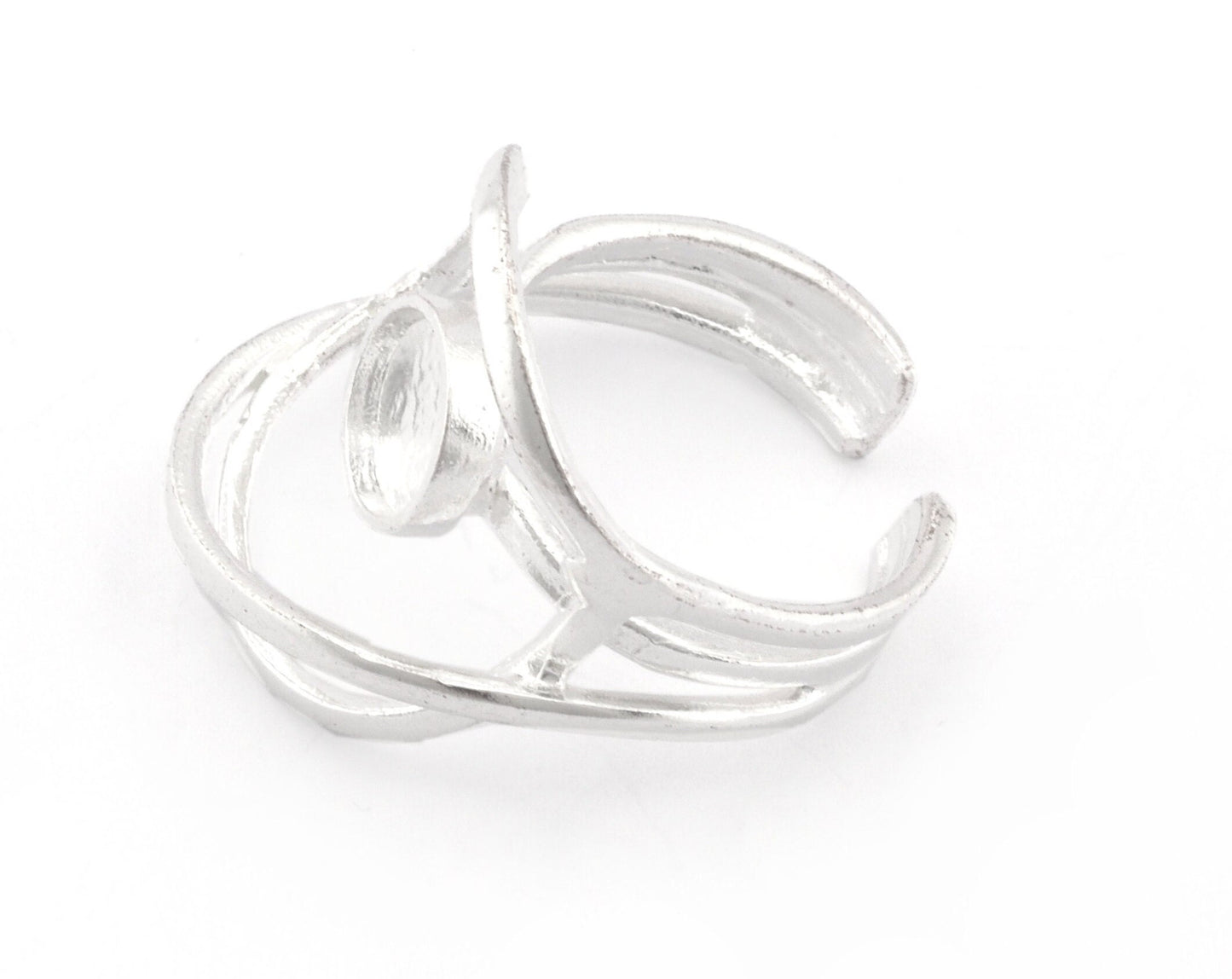 Stone Cabochon Ring Setting Blank Base Adjustable Raw brass, Antique silver , Shiny silver, Shiny Gold (8mm setting) 6-8US 4816