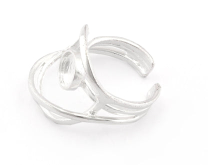 Stone Cabochon Ring Setting Blank Base Adjustable Raw brass, Antique silver , Shiny silver, Shiny Gold (8mm setting) 6-8US 4816