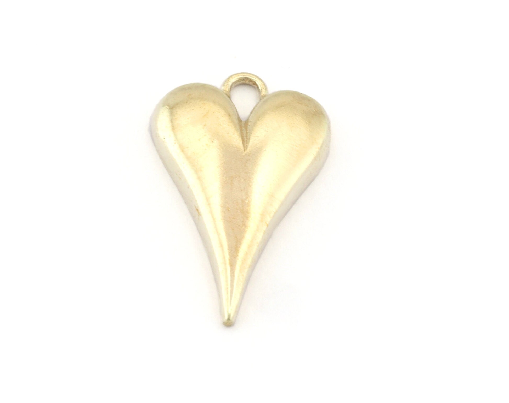 Heart Charms Pendant Raw Brass 32x18.5mm OZ4825