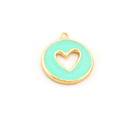 Heart Colorful Charms Enamel Shiny Gold Plated Charms 16x18mm findings 2668