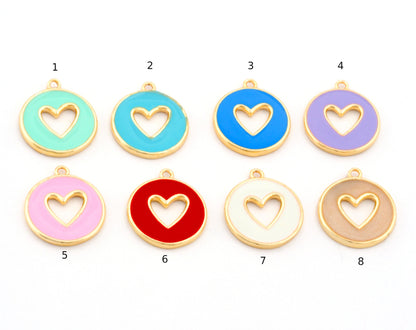 Heart Colorful Charms Enamel Shiny Gold Plated Charms 16x18mm findings 2668