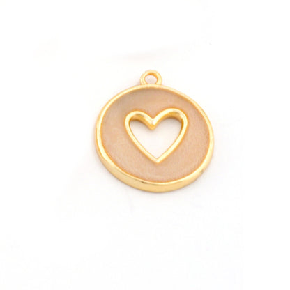 Heart Colorful Charms Enamel Shiny Gold Plated Charms 16x18mm findings 2668