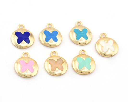 ButterFly Colorful Charms Enamel Shiny Gold Plated Charms 16mm findings 2668