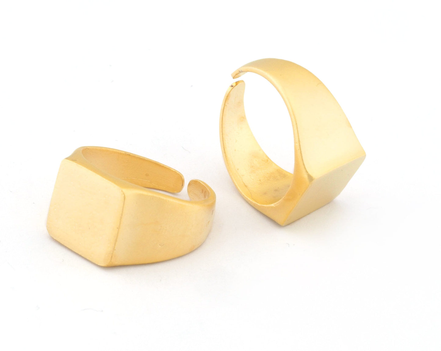 Ring Adjustable Blank - Matte Gold Plated brass (20mm 10.5US inner size - Adjustable ) OZ2979 13x13mm square