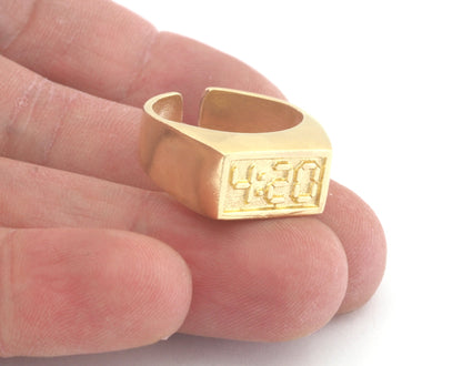 4:20 Ring Adjustable Raw, Silver, Gold Plated Brass (7US-9US inner size) 4804