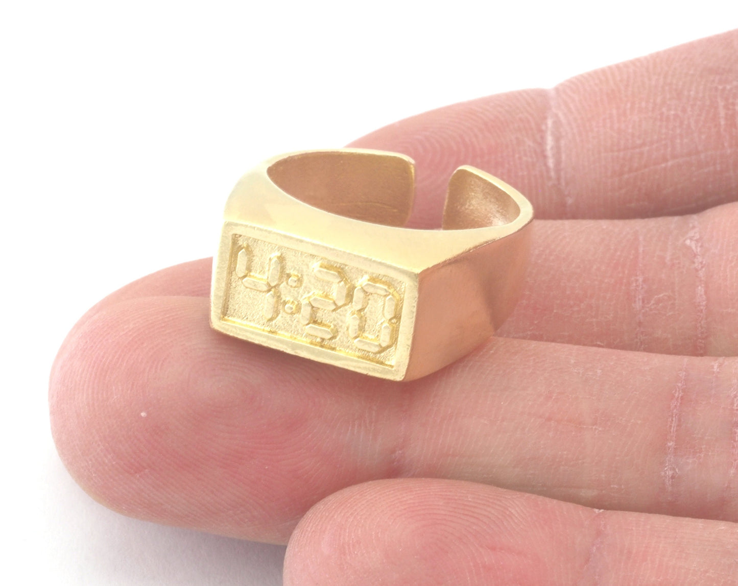 4:20 Ring Adjustable Raw, Silver, Gold Plated Brass (7US-9US inner size) 4804