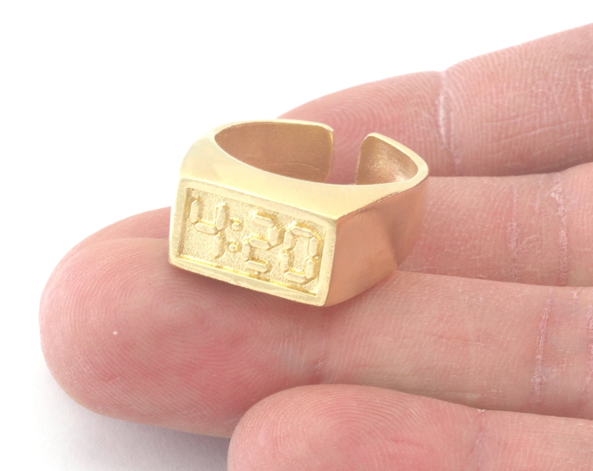 4:20 Ring Adjustable Raw, Silver, Gold Plated Brass (7US-9US inner size) 4804