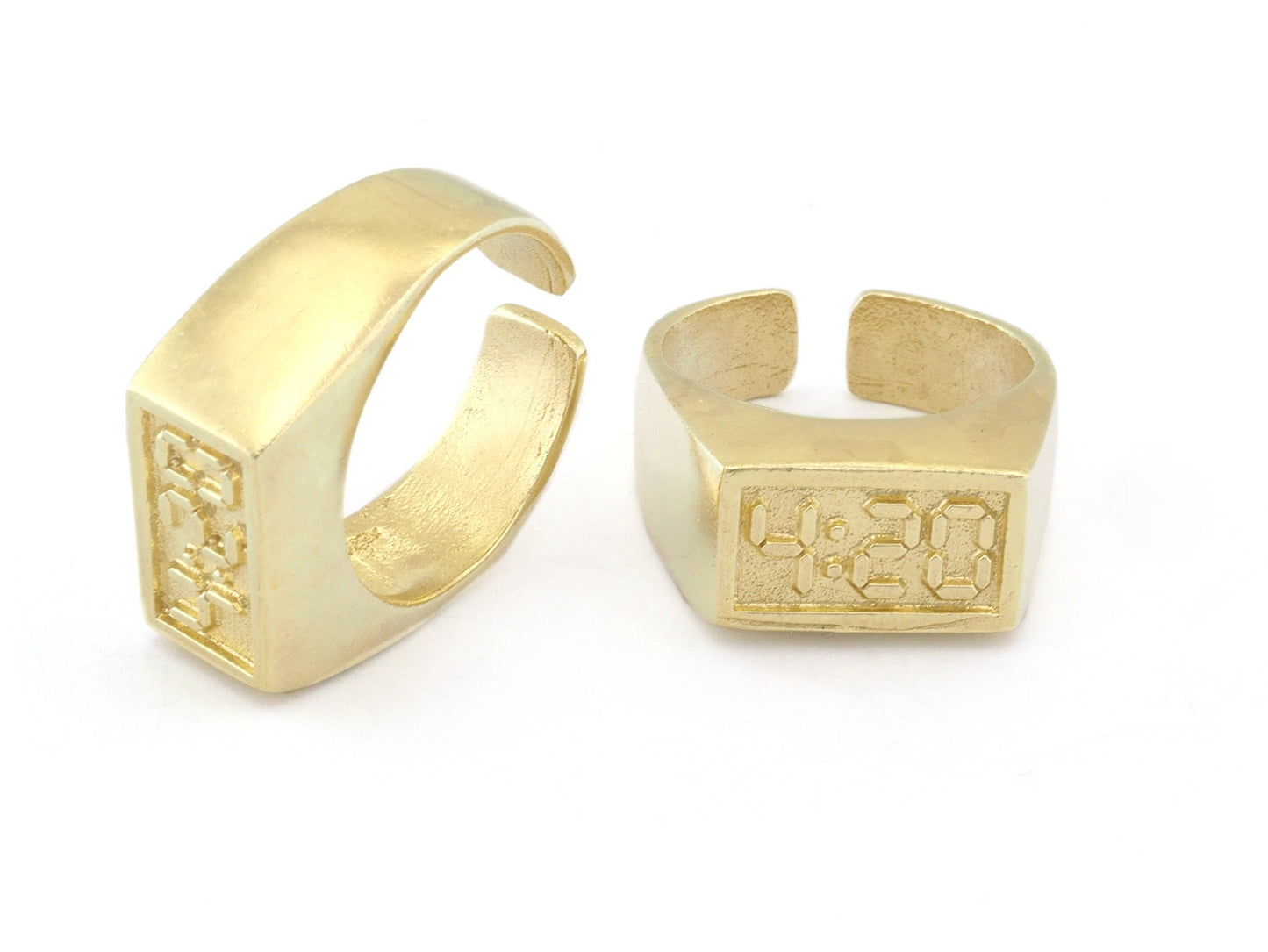 4:20 Ring Adjustable Raw, Silver, Gold Plated Brass (7US-9US inner size) 4804