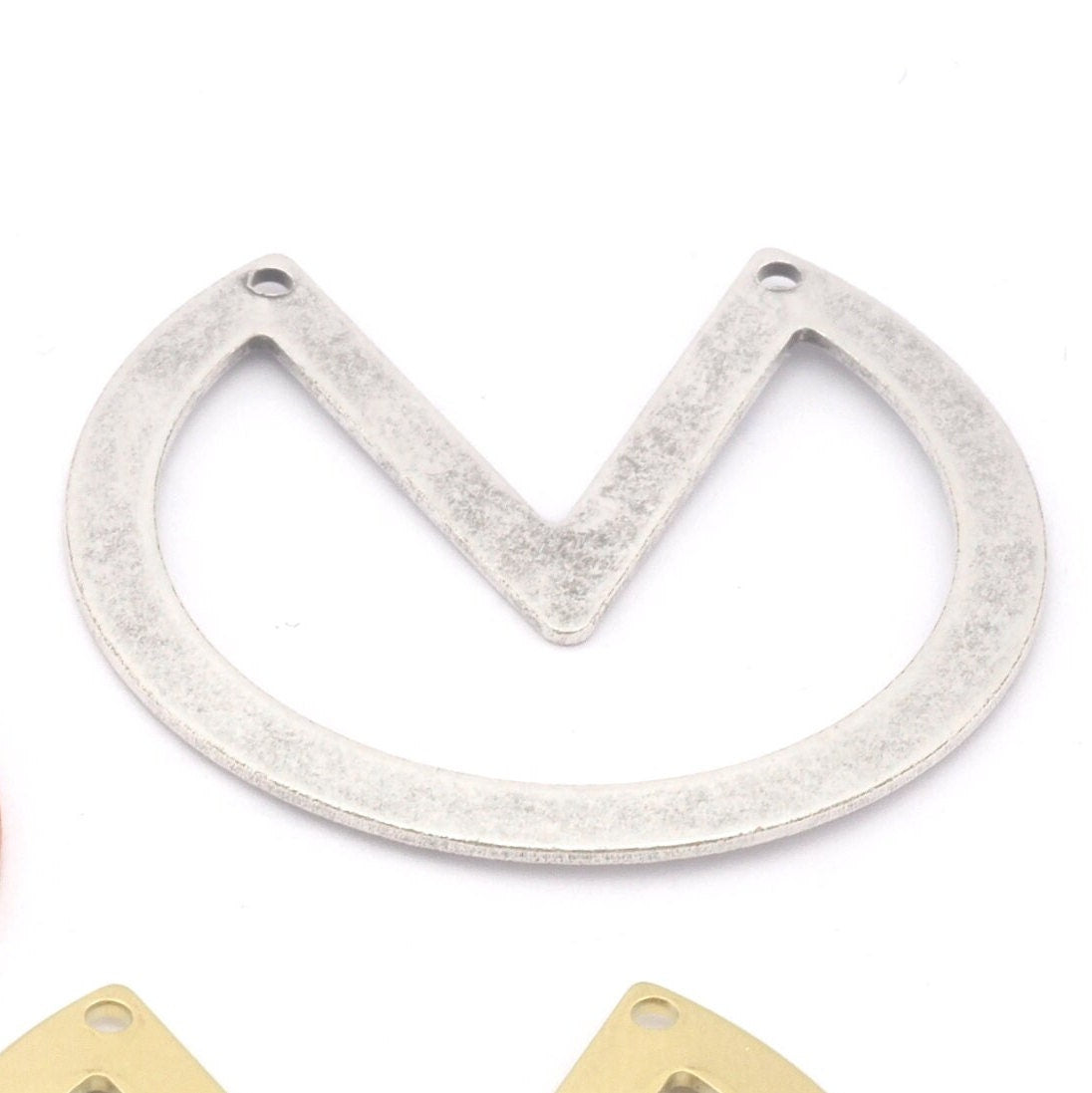 Pizza Slice Geometric Cut Circle Charms 2 holes Raw Brass - Antique silver - Raw Copper 34x37mm 0.8mm thickness Findings OZ3937-280